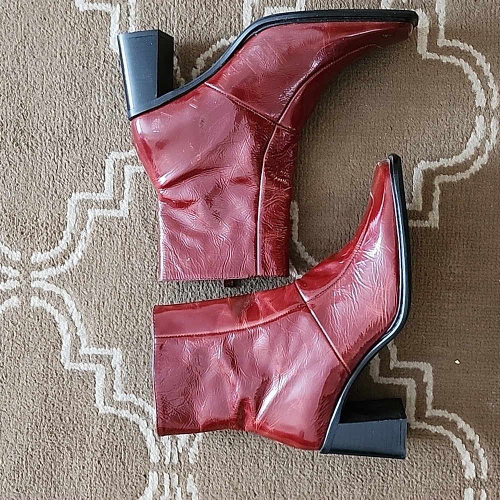 TOPSHOP Elegant Burgundy Leather Ankle Boots